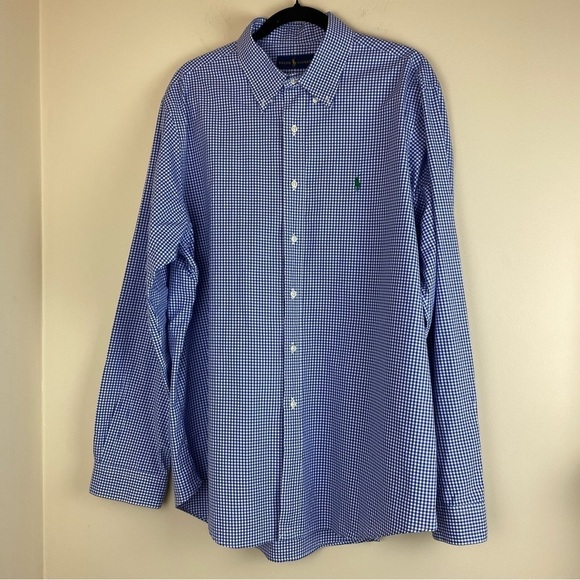 Ralph Lauren Blue checkered Button Down Formal Shirt XL - Picture 1 of 6